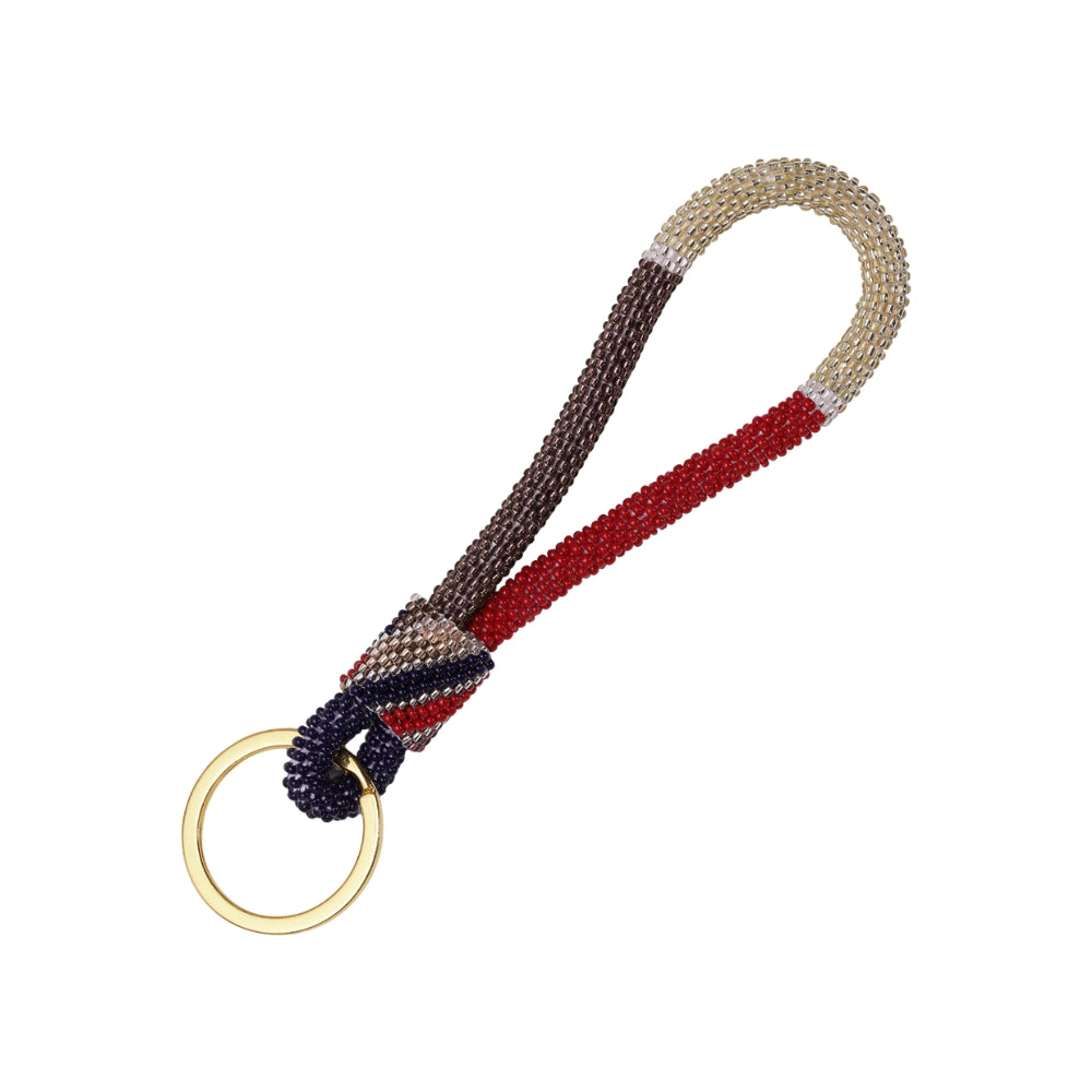 Lily nøglering - mørkeblå/rød/guld/brun